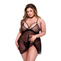 Strappy Lace & Mesh Babydoll & G-String Set