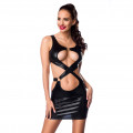 Raffiniertes Wetlook-Minikleid (M)