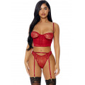 Spitzen Dessous-Set mit offenen Cups rot (M)