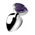 Analplug mit herzförmigem Amethyst Edelstein (Groß)