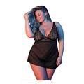 Babydoll with Fly Away Back & G-Set XXL (Black)