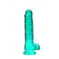 Jelly Dildo mit Hoden in türkis (19 cm)