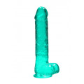 Jelly Dildo mit Hoden in türkis (22 cm)