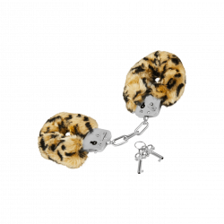 Police cuffs with soft leopard fur