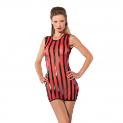 Knappes Kleid mit Latex-Streifen