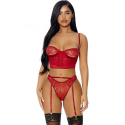 Spitzen Dessous-Set mit offenen Cups rot (L)