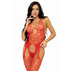 Netz-Straps-Bodystocking (rot)